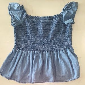Denim half sleeve crop top